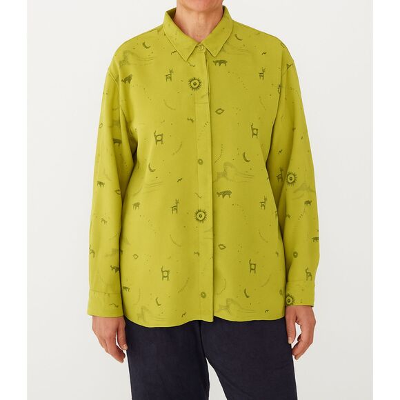 Vintage Chico’s Size 3 Button Front Blouse Shirt Lime Green Faux Suede Western - Picture 1 of 10